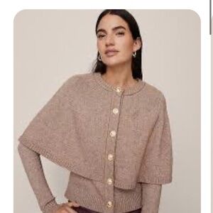 Ann Taylor Capelet Women's Button-Up Cape Sweater - Tan taupe xs